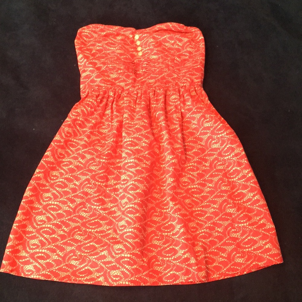 Strapless print dress